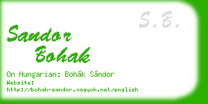 sandor bohak business card